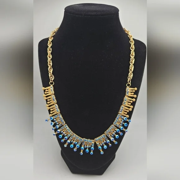 ๐ข3/$19๐ข Blue AB Rhinestone Gold Necklace Set Lot of 2 HOLIDAY Party - Picture 3 of 7